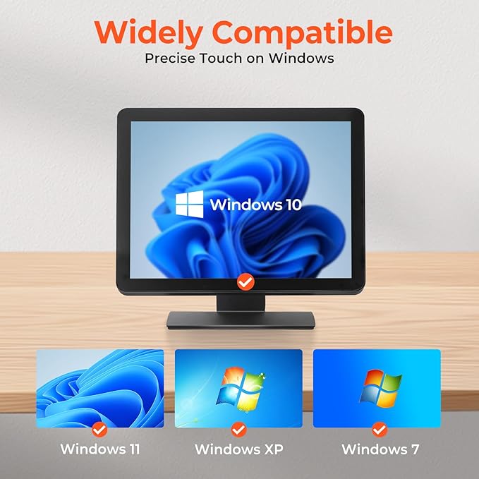 MUNBYN 19-inch POS-Touchscreen-Monitor LED Backlit Multi-Touch-Screen-Monitor HDMI/VGA Capacitive Display True Flat Seamless Design for Retail Restaurant Bar Gym 2Y Protection
