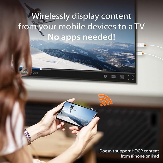 j5create ScreenCast HDMI Wireless Display Adapter Receiver - Mirror Phone Tablet Laptop to HDTV - Compatible with MiraCast AirPlay Android Windows 10 PC iOS iPhone Tablet (JVAW56)