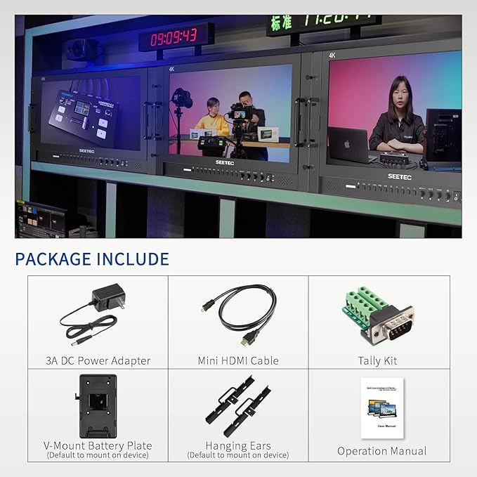 SEETEC P173-9HSD-RM 17.3 7RU Rack Mount Broadcast LCD Director Monitor with 3G-SDI HDMI YPbPr Input and Output Full HD 1920×1080