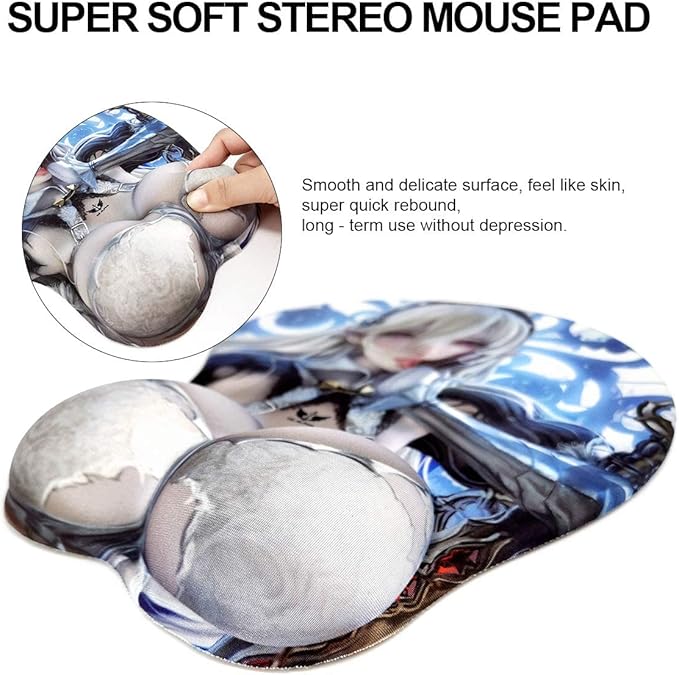 3D Anime Gaming Mousepad Ergonomic Mouse Pad with Wrist Support Rest Mousepad Gel Wrist Rest Memory Foam with Coaster Non-Slip &amp Pain Relief for Computer Wireless Office KG Alpha Corrin