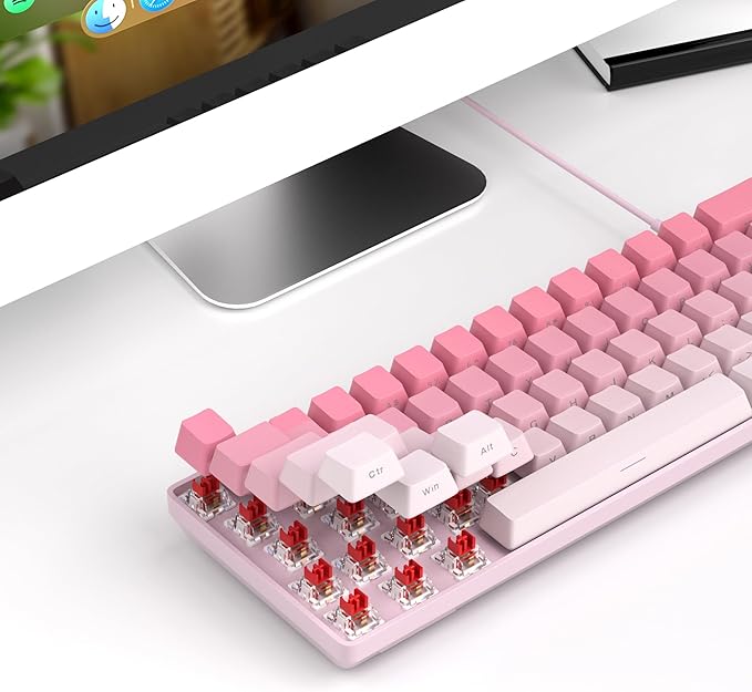 MageGee Portable 60% Mechanical Gaming Keyboard MK-Box RGB Backlit Compact 68 Keys Mini Wired Office Keyboard with Red Switch for Windows Laptop PC Mac - Pink