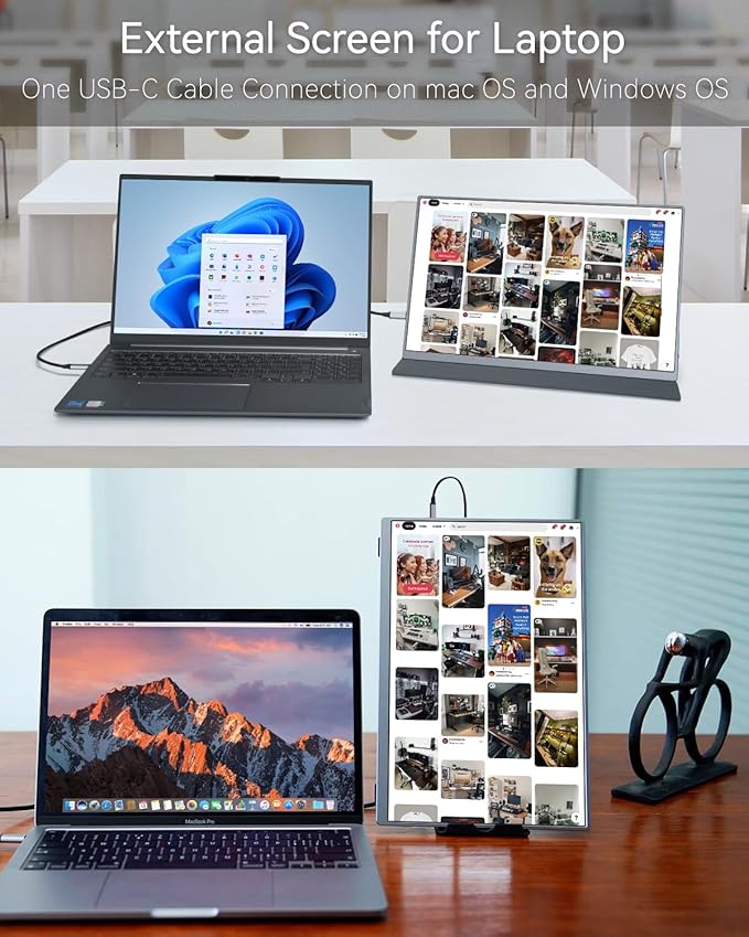 Intehill 4K Portable Monitor for Laptop 3840x2400 Portable IGZO Display 16:10 100% sRGB USB-C HDMI External Display with Speakers Travel Monitor Second Screen with Magnetic Protective Cover U13NA