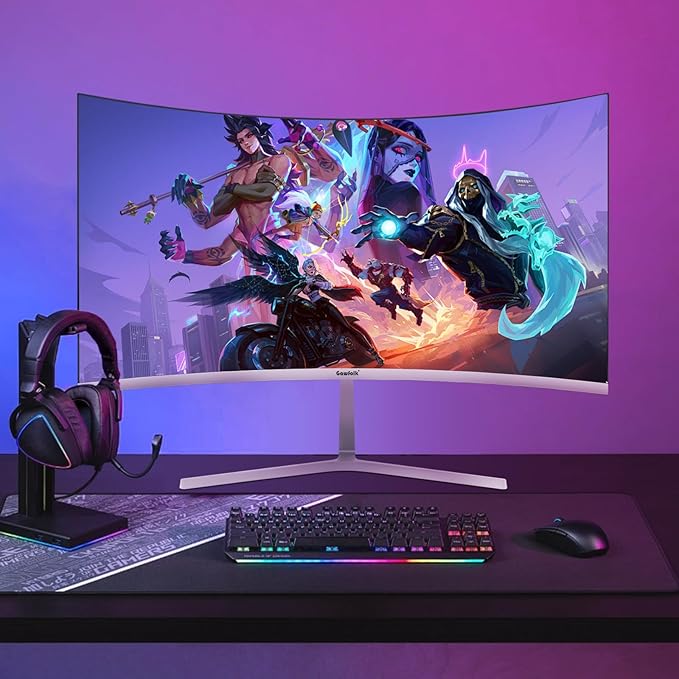 Gawfolk 27 Inch PC Computer Screen1800R Curved Gaming 280Hz Monitors FHD 1080p 1ms Freesync 98% sRGB178 ° Angle View HDMI2.0、DisplayPort Compatible with Wall-Mounted 100 * 100MM-White