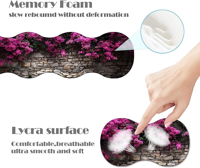 Ergonomic Keyboard Wrist Rest &amp Mouse Pad Wrist Rest SetXL Gaming Desk Mat 31.5x 11.8Non-Slip BaseMemory FoamEasy Typing Pain Relief for Office &amp HomePink Floral Stone