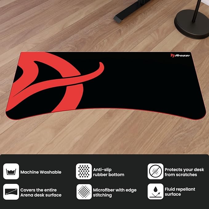 Arozzi Arena Gaming Desk Mat Full Surface Custom DeskPad Interchangeable Water Resistant &amp Washable Computer Desk Mouse Pad with Stitched Edges (Black)