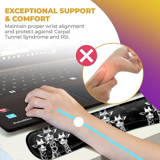 Computer Mouse Desk Pad Mouse Pad Wrist Protector Printed with Cool Giraffes Ergonomically Non-Slip Rubber Comfortable Computer Keyboard Wrist Rest Desktop Decoration Office Accessories