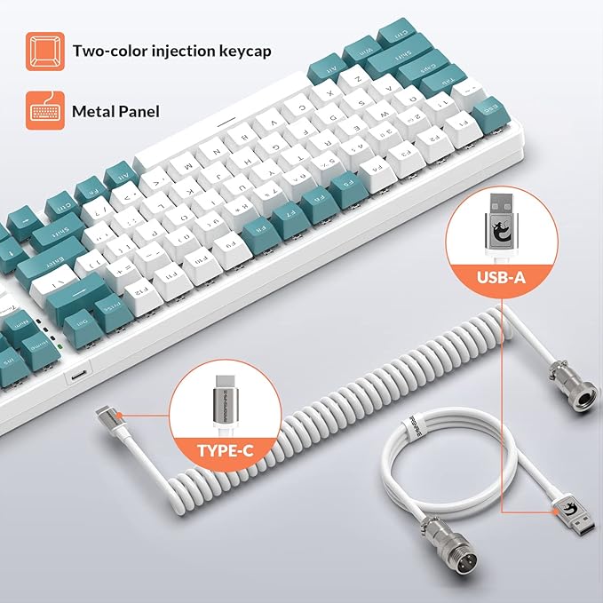 ZIYOULANG K3 Mechanical Gaming Keyboard and Mouse Combo - 98Key RGB Backlit Blue Switch Ultra-Light Honeycomb Shell Mouse Compact Design Wired Coiled Cable for PC/Mac/Windows (Green)