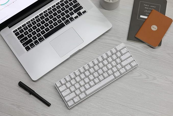 RK ROYAL KLUDGE RK61 Wireless 60% Triple Mode BT5.0/2.4G/USB-C Mechanical Keyboard 61 Keys Wireless Mechanical Keyboard Compact Gaming Keyboard with Software (Hot Swappable Red Switch White)