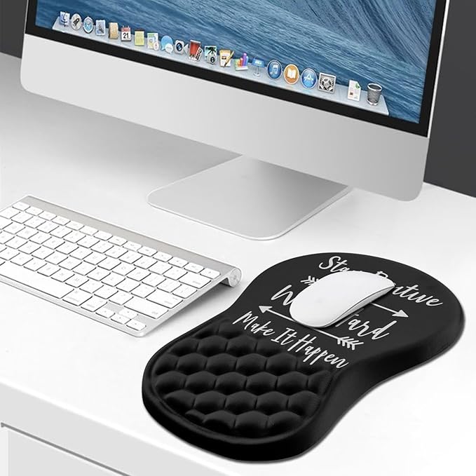 Hokafenle Ergonomic Mouse Pad Wrist Support Wrist Rest Mousepad for Carpal Tunnel Pain Relief with Integrated Memory Foam Slope Massage Bulge (11.8x7.9 inchInspirational Quote