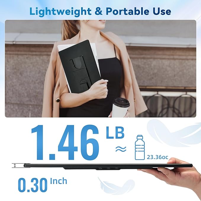 Portable Monitor 16 1200P FHD Laptop Screen Extender Horizontal Vertical Monitors with Detachable Kickstand Built-in Speakers Plug &amp Play Computer Gaming Travel Monitor for Wins Mac Chrome Pho