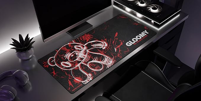 Blackout - Gloomy Bear Gaming Desk Mat – Large Extended Mouse &amp Keyboard Pad