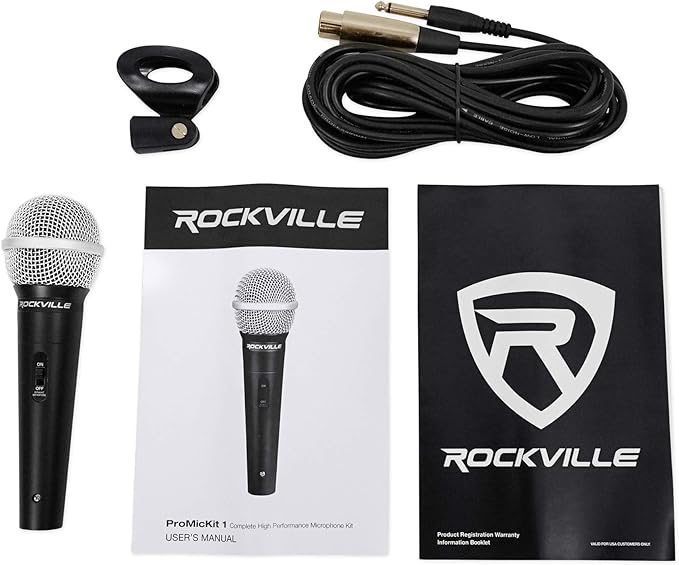 Rockville (1) Pro MIc Kit 1 - High-End Metal Microphone+Mic Stand+Carry Bag+Cable