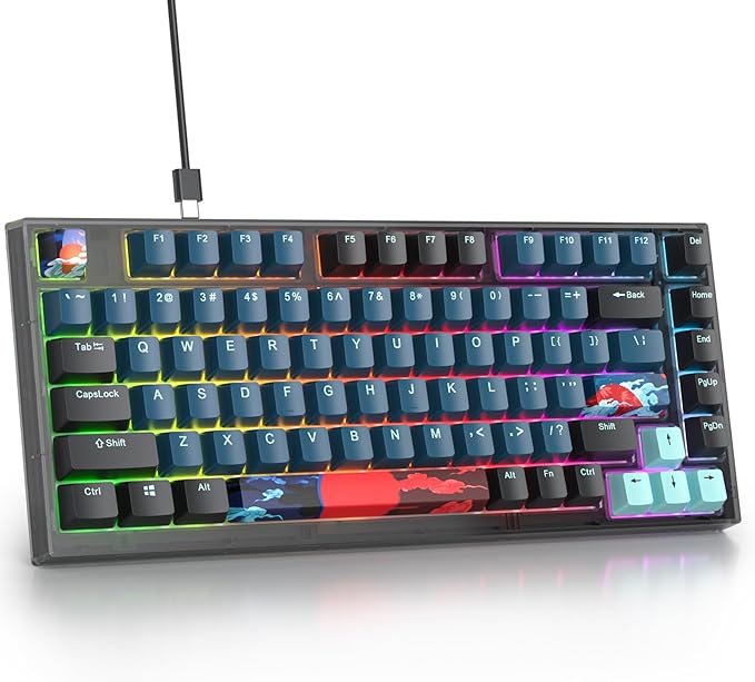 Guffercty kred 75% Percent Keyboard Gasket Mount Hot-swappable RGB Wired Mechanical Gaming Keyboard Programmable with Quiet Pre-lubed Switches for Mac/Win (75% Monster)