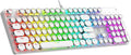 Typewriter Mechanical Gaming Keyboard with RGB Backlit Red Switches 104 Keys Retro Round Keycap Wired Typewriter Style Comfortable Typing Soud (White RGB)