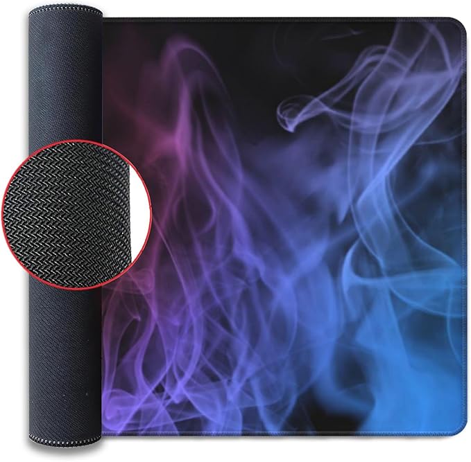 Huge 48x24 inch Mouse Pad - Extra Large Gaming Smoke Mouse Pads with Stitched Edges for Desk Non-Slip Rubber Base 3XL Mousepad Waterproof Keyboard Pad Desk Pad for Gamer Office Home (Blue)
