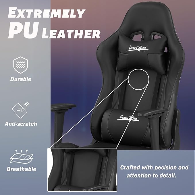 Silla Gamer Chair - Ergonomic High Back PC Gaming Recliner with Headrest &amp Lumbar Support for Adults &amp Kids Ages 8-12