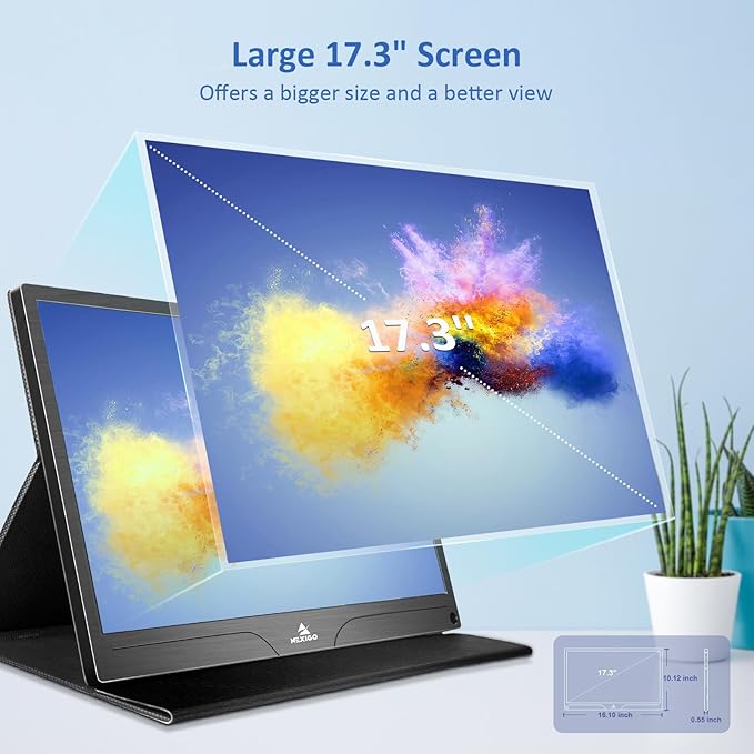 NexiGo 4K Portable Monitor 17.3 Inch 400 Nits FreeSync 100% Adobe RGB HDR IPS Display Dual Speakers Eye Care Screen with OTG Expansion for Laptop PC/MAC/Console/PS5 VESA &amp Smart Cover