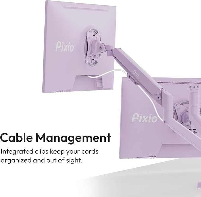 Pixio Two PX279 Wave Purple 27 inch 240Hz Refresh Rate FHD 1080p Resolution Fast IPS Panel 1ms GTG Resonse Time Gaming Monitor and PS1D Wave Purple Dual Monitor Arm