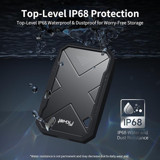 500GB Portable SSD Up to 2050MB/s USB 3.2 Gen2 USB-C IP68 Water &amp Dust Resistant Shockproof External Solid State Drive for Smart TV Cameras iPhone 16/15 Windows Mac and Other Devices (FP9