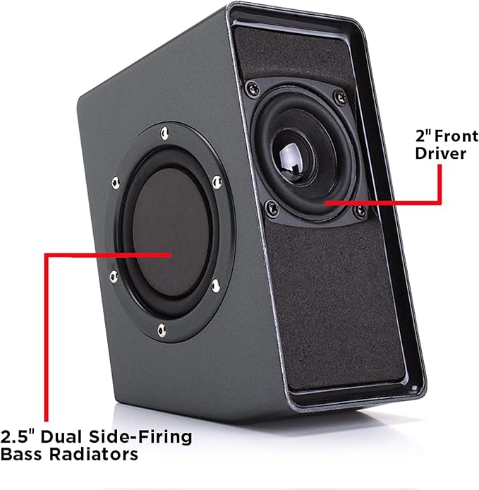 GOgroove Computer Speakers for Desktop PC USB Powered Plug and Play 3.5mm AUX Compact Design Volume Knob Sound for Office Business &amp School Works with Windows &amp Mac Laptop/Desktop/Proje