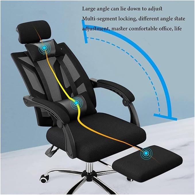 Chair Office Chair with Foot Rest Ergonomic Mesh Desk Chair Lumbar Support Computer Chair with Adjustable Headrest Swivel Task Chair Adjustable Height Gaming Chair (Color : /Blue)