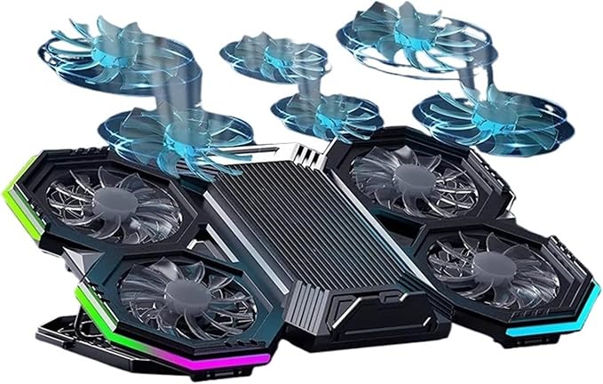 17Inch Gaming Laptop Cooler Six Fan Adjustable Wind Speed Height RGB Backlight USB Port Laptop Cooling Pad Notebook Laptop Stand