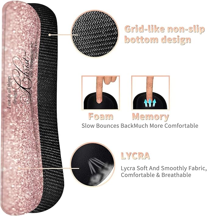 Ergonomic Keyboard Wrist Rest Pad + Wrist Rest Pad + Square Mouse Pad + Coaster Soft Lycra and Non-Slip Rubber Base Gel Memory Foam Wrist Pad Set for Pain Relief Bible 4-13 Astigmatic