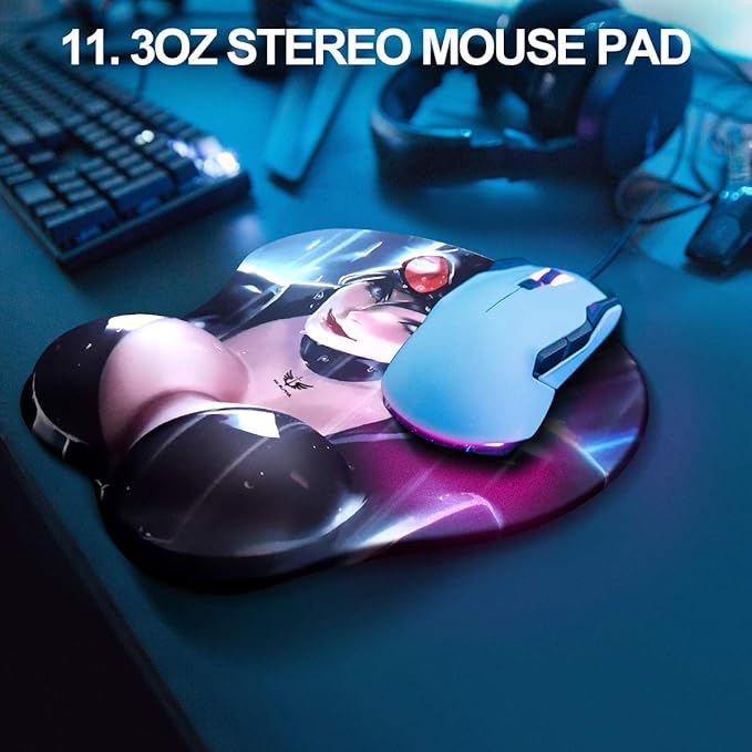 3D Anime Gaming Mousepad Ergonomic Mouse Pad with Wrist Support Rest Mousepad Gel Wrist Rest Memory Foam Non-Slip &amp Pain Relief for Computer Wireless Home&ampOffice KG Alpha Cat Woman