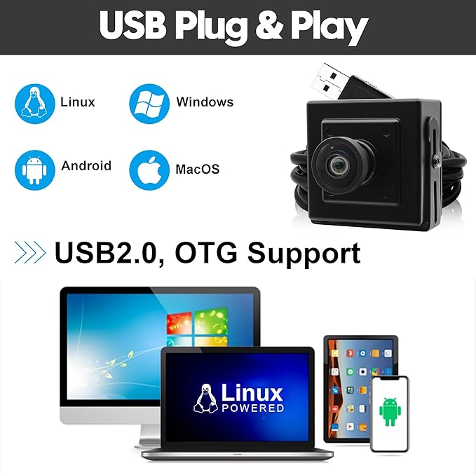 SVPRO 5MP 30FPS USB Camera Wide Angle Video Camera for ComputerIMX335 Sensor High Resolution Small USB Security Camera for 3D PrinterLaser EngraverMachine Vision