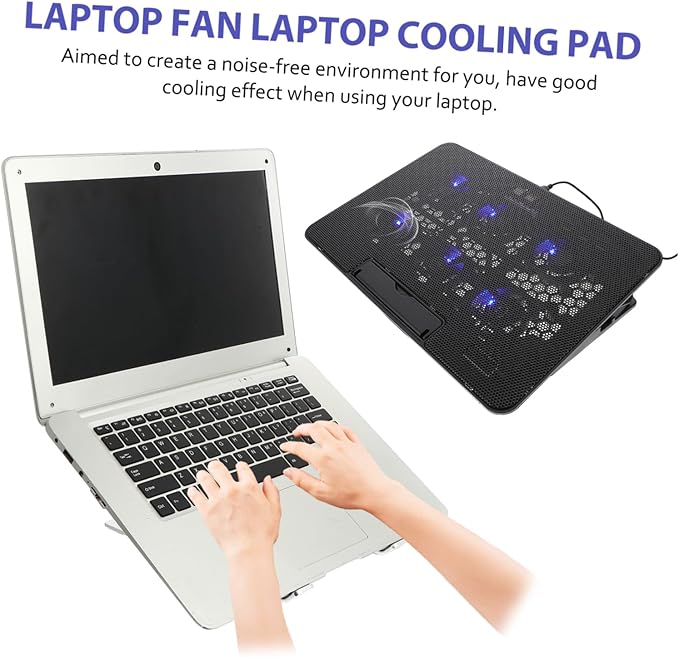POPETPOP Laptop Cooling Pad Adjustable Height Lightweight Design for up to Laptops USB Powered Fan for Efficient Heat Dissipation for Travel and Business Use