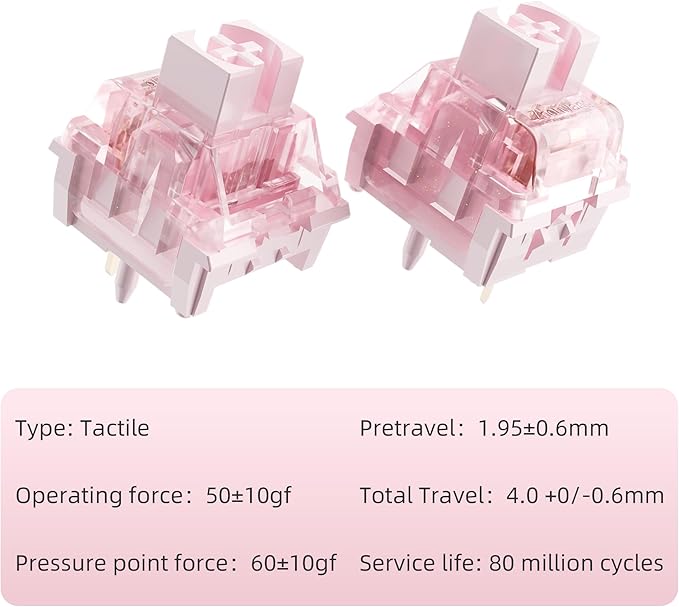 Zhouwang Frosting Keyboard Switches 5-Pin Tactile pre-Lubricated switches Dustproof and Water-Resistant Suitable for Mechanical Gaming Keyboards.(108Pcs)