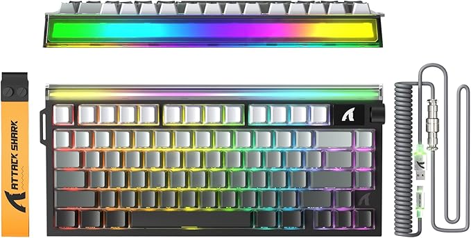 ATTACK SHARK R85 HE 75% Magnetic Wired Gaming Keyboard8KHz Polling Rate Rapid Trigger0.005mm RT Precision256K Scan RateCustom Hot-SwappableWeb Driver PC Keyboard for Gamer/Win/MacBlack Gradient