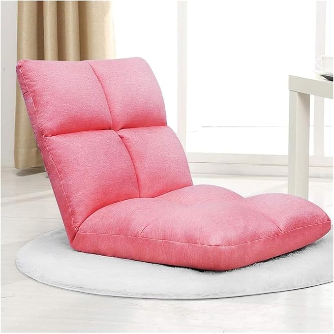 ELEFOCUS Folding Sofa Chair Folding Floor Chair Computer Chair On Single Bed 5 Speed Adjustment for Bay Window Bedroom(Wine Red)