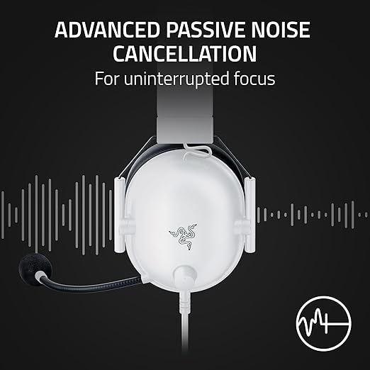 Razer BlackShark V2 X Gaming Headset: Special Edition - 50mm Drivers - Cardioid Mic - Comfortable Noise Isolating Earcups - for PC Mac PS5 Xbox One Nintendo Switch via 3.5mm Audio Jack - White