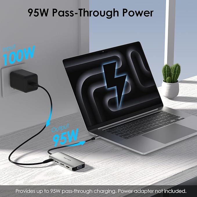Laptop Docking Station WAVLINK Quad Monitor Docking Station with Dual DP HDMI VGA 100W PD in 3* USB-A2.0 for Wireless Device Compatible with Dell/HP/Lenovo etc Windows Systerm Computer Only