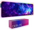 Gerlos RGB Large Gaming Mouse Pad Extended Soft LED Mouse Pad Non-Slip Rubber Base Water Resist Keyboard Pad Computer Mousepad 31.5×11.8 inches