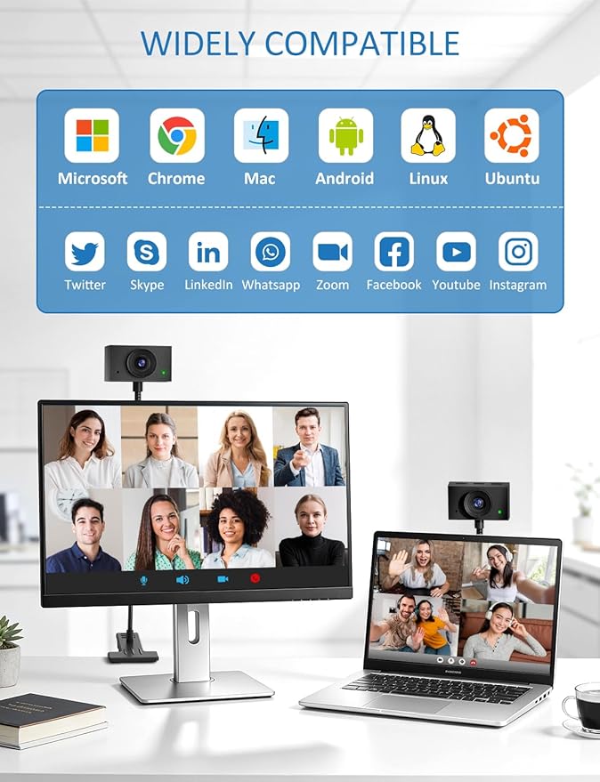 Webcam for PC 1080P Streaming Camera Web Camera for Desktop Computer/Laptop Webcam with Microphone Plug and Play USB Web cam with Bracket Manual Focus for Live Streaming Video Calls Meetings
