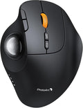 ProtoArc Wireless Bluetooth Trackball Mouse EM02 Two Adjustable Angle Ergonomic Rechargeable Computer Ball Mouse 3 Device Connection Thumb Control and Smooth Tracking for Laptop PC Mac-Gray