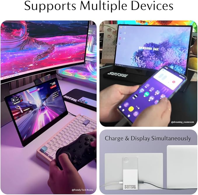SOTSU FlipAction Go 14 Premium Portable Monitor | Full HD 1080p | 400 Nits | 100% sRGB | Robust yet Lightweight | Pivoting Landscape &amp Portrait Display | Tempered Glass Cover | USB-C &amp Mini H