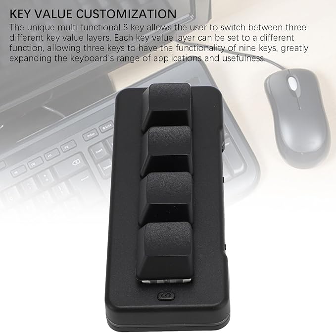 Mini 4 Key Keypad Mechanical Gaming Keyboard RGB Blue Switch 4 Key Macro USB Keypad 2.4G One Handed Mini Programmable Keyboard