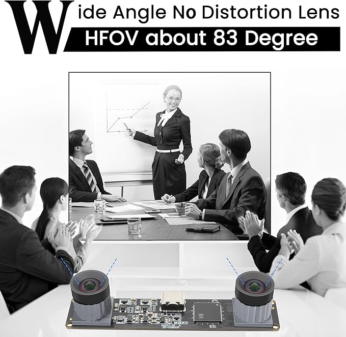 High Speed 210fps USB Camera with Global Shutter 800P Synchronization Dual Lens Monochrome B/W Camera Plug and Play for 3D Printing PC Lightburn QR Code Scanning VR and Face Recognition