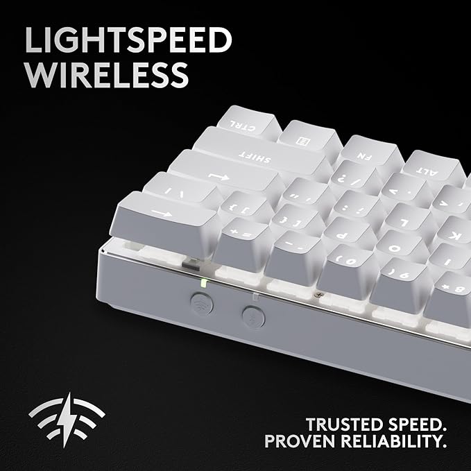 Logitech G PRO X 60 Lightspeed Wireless Gaming Keyboard Ultra Compact TKL 60% Mechanical Keyboard for Windows PC LIGHTSYNC RGB Dual-Shot PBT Keycaps GX Optical Linear Switches - White
