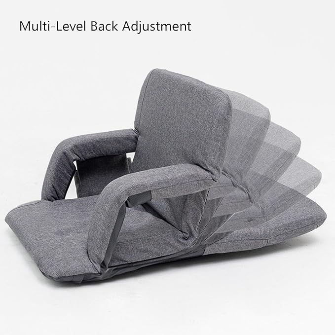 Floor Chair with Back SupportReading Chair with Armrests Ergonomic Folding5 Adjustable Positionfor Watching TV(Black)