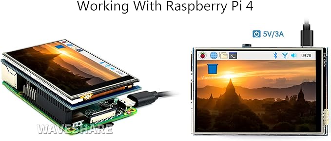 Waveshare 3.5 Resistive Touch Screen IPS LCD 480x320 XPT2046 Controller Compatible with Raspberry Pi 5/4B/3B+/3B/2B/A+/B+/Zero W/Zero 2W