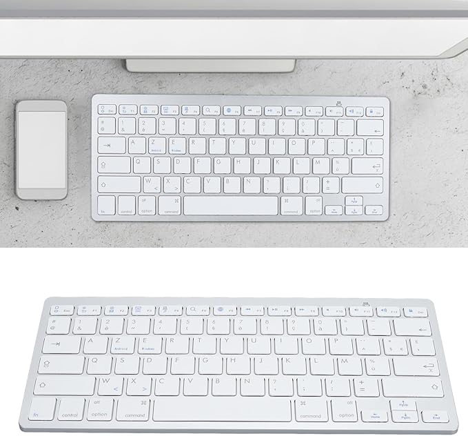Bilingual Keyboard Portable Thin for German French Spanish Italian Keyboard Bluetooth Keyboard Compatible with iOS Android OS (French AZERTY Layout)