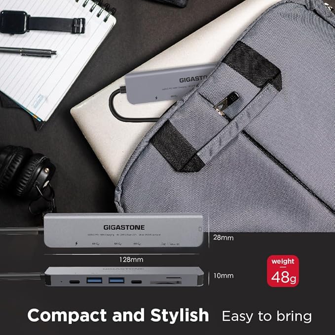 【USB C Hub】【4-Pack】 Gigastone Multiport Adapter 7-in-1 USB C Docking Station with 4K HDMI 100W Power Delivery USB-C&amp 2 USB 3.0 SD&ampMicroSD Reader for MacBook Air/Pro Chromebook Zenbook S