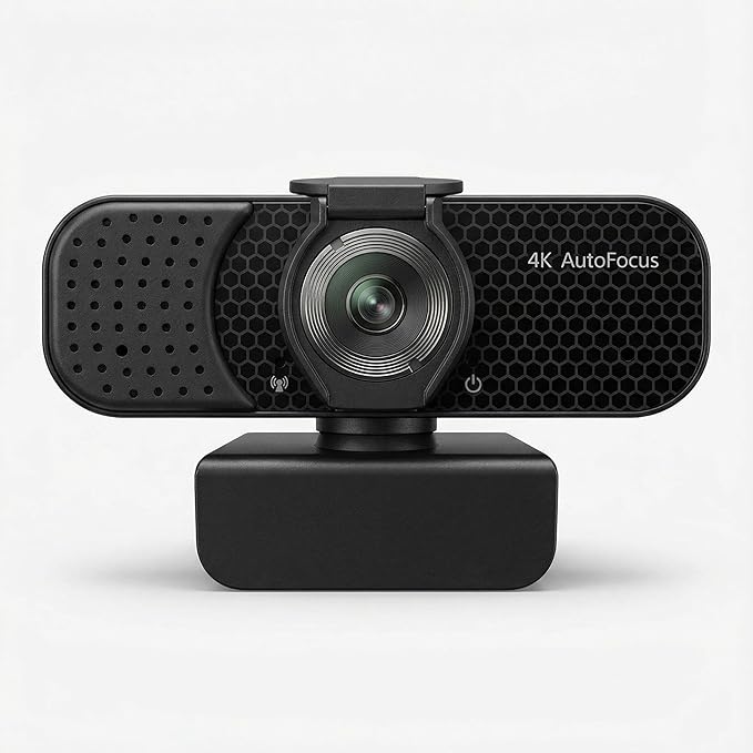 Gohero 4K Webcam with Dual PDAF Autofocus 2 Noise Reduction Mics Auto Light Correction Privacy Cover 83° FOV USB-A for PC Mac Laptop Video Calls