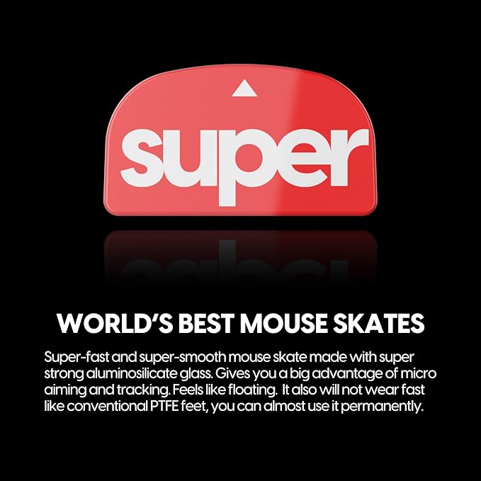 Superglide2 - New Controllable Speed Textured Surface Smoothest Mouse Feet/Skates Made with Ultra Strong Glass Smooth and Durable Sole for Logitech G Pro X Superlight2 (Type-C Red)
