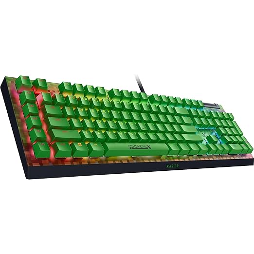 Razer BlackWidow V4 X Mechanical Gaming Keyboard: Green Switches Tactile &amp Clicky - 6 Macro Keys - Chroma RGB - Doubleshot ABS Keycaps - Sound Dampening &amp Stabilizers - Minecraft Edition