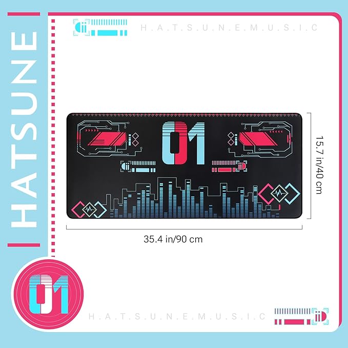 35.4''x15.7'' Mouse Pad Large Desk Mat with Non - Slip Base for Hatsune Miku Collaboration